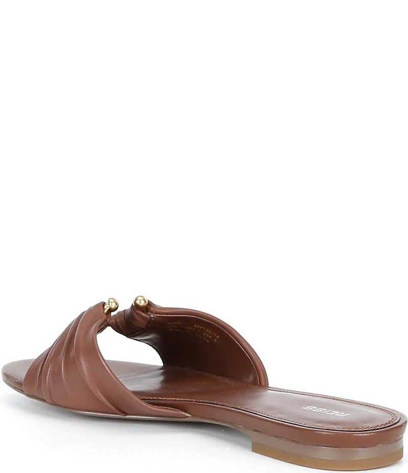 Reiss Alana Leather Banded Ring Hardware Knotted Flat Slide Sandals