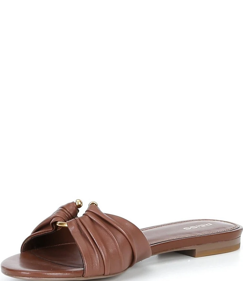 Reiss Alana Leather Banded Ring Hardware Knotted Flat Slide Sandals