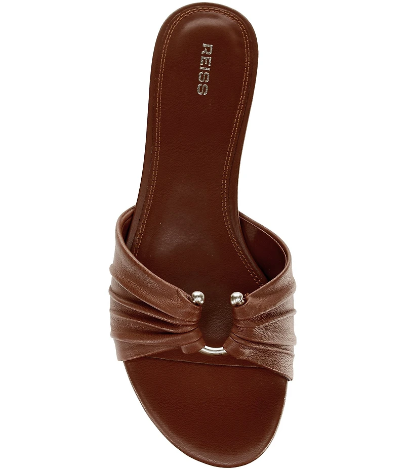 Reiss Alana Leather Banded Ring Hardware Knotted Flat Slide Sandals