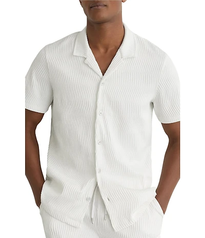 Reiss Aleo Textured Short Sleeve Woven Camp Shirt