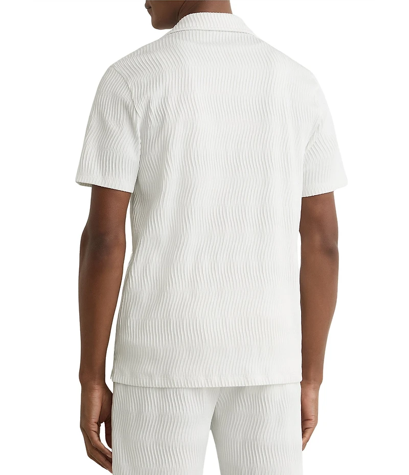 Reiss Aleo Textured Short Sleeve Woven Camp Shirt