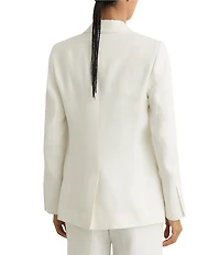 Reiss Alyx Linen Blend Notch Lapel Long Sleeve Suit Jacket