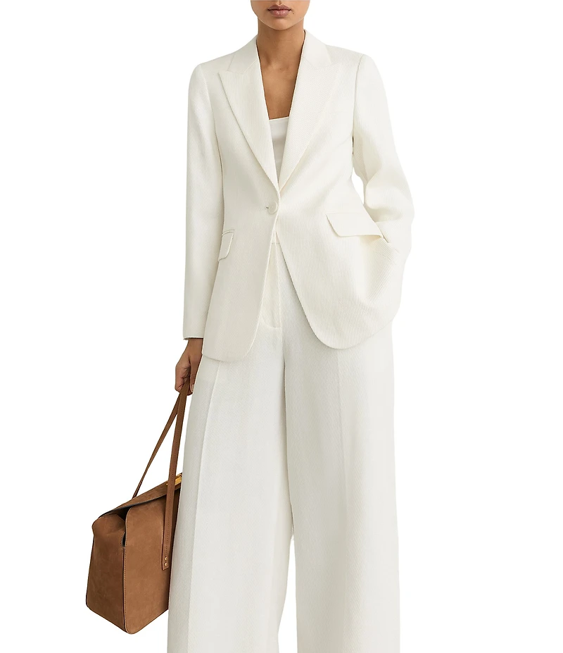 Reiss Alyx Linen Blend Notch Lapel Long Sleeve Suit Jacket
