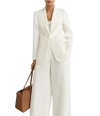 Reiss Alyx Linen Blend Notch Lapel Long Sleeve Suit Jacket