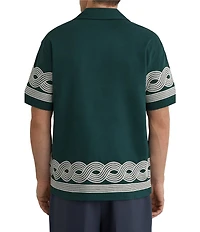 Reiss Arden Placed Embroidery Short Sleeve Woven Camp Shirt
