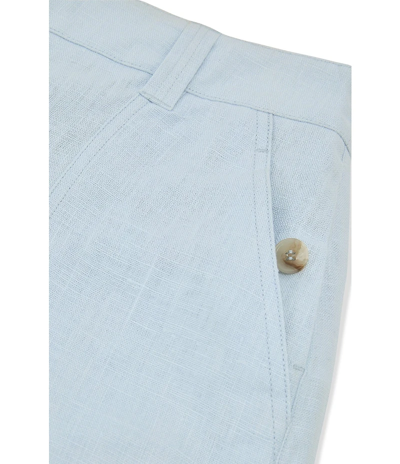 Reiss Ashby Linen Mid Rise Flat Front Wide Leg Trousers