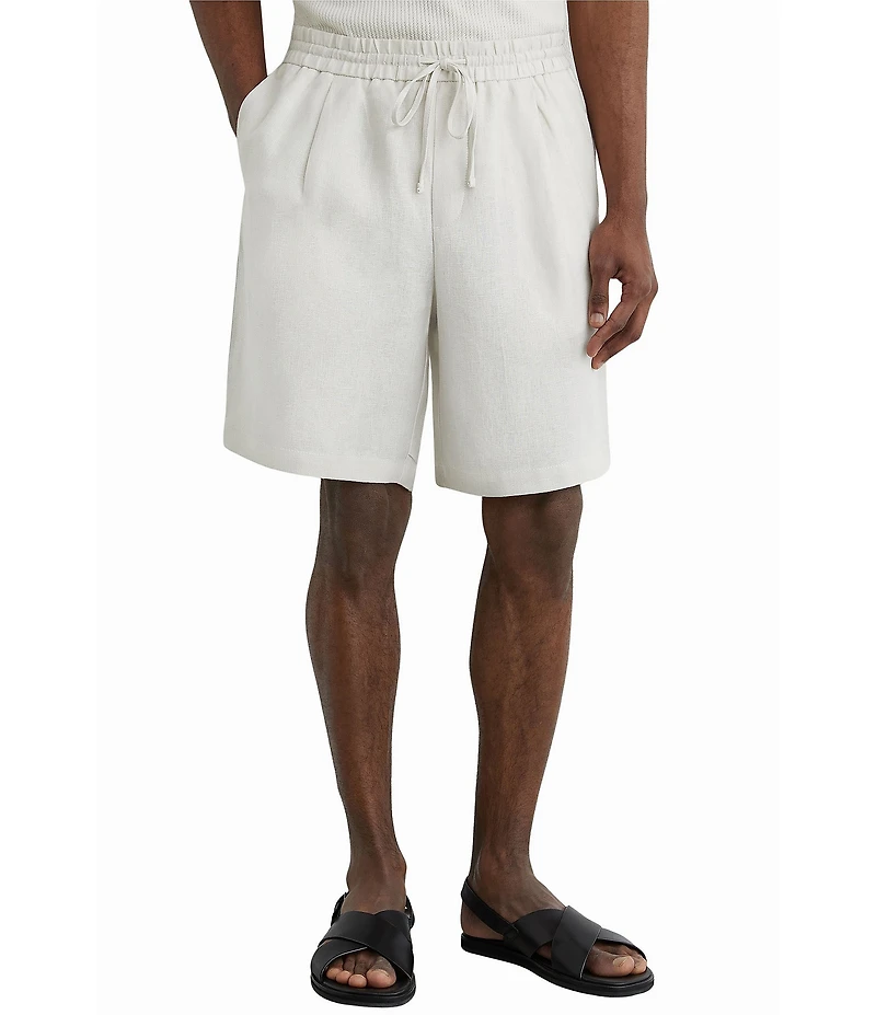 Reiss Barges Linen Drawstring 8#double; Inseam Shorts