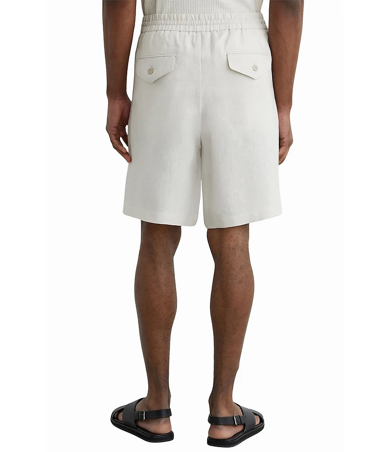 Reiss Barges Linen Drawstring 8#double; Inseam Shorts