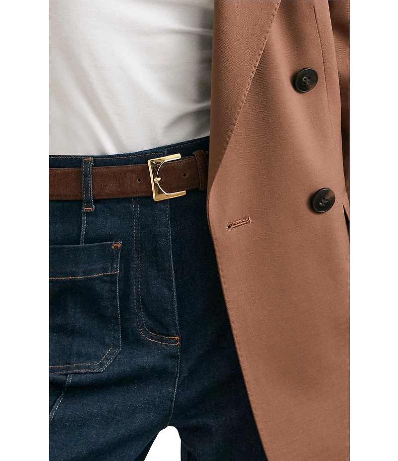 Reiss Belinda Suede Square-Buckle Belt