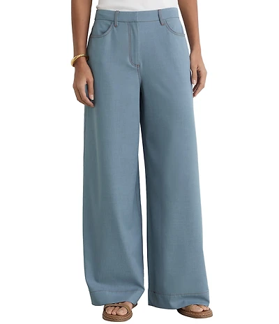 Reiss Charlotte Denim-Look Twill Stretch Wide-Leg Trouser Coordinating Pants