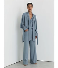 Reiss Charlotte Denim-Look Twill Stretch Wide-Leg Trouser Coordinating Pants