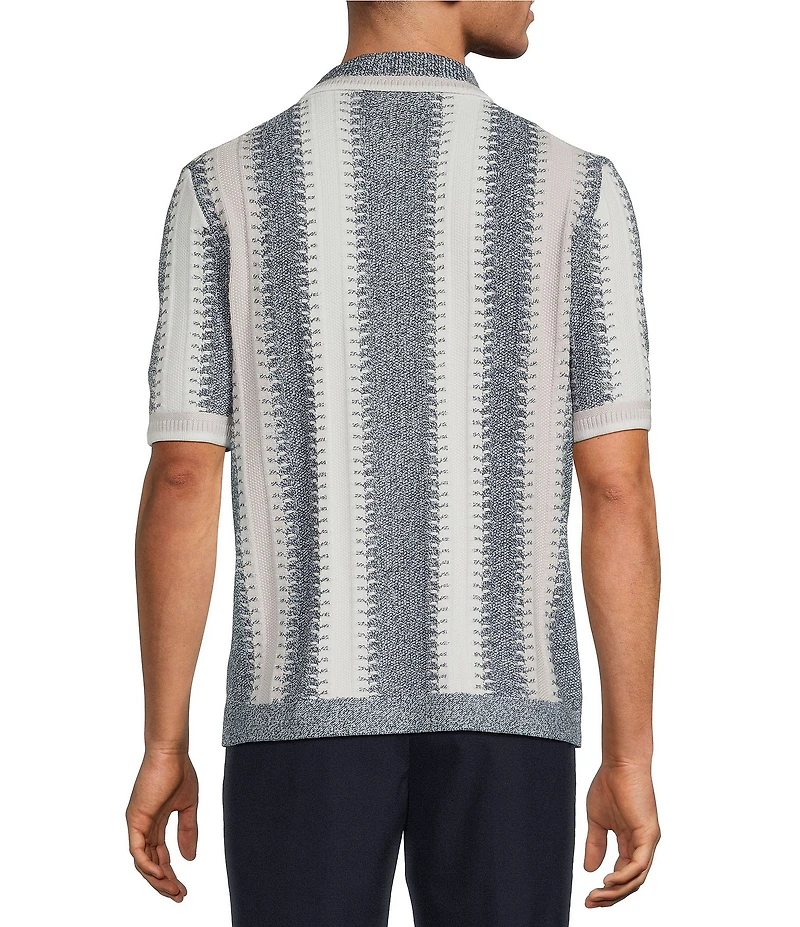 Reiss Dale Slim Fit Striped Knitted Short Sleeve Woven Shirt