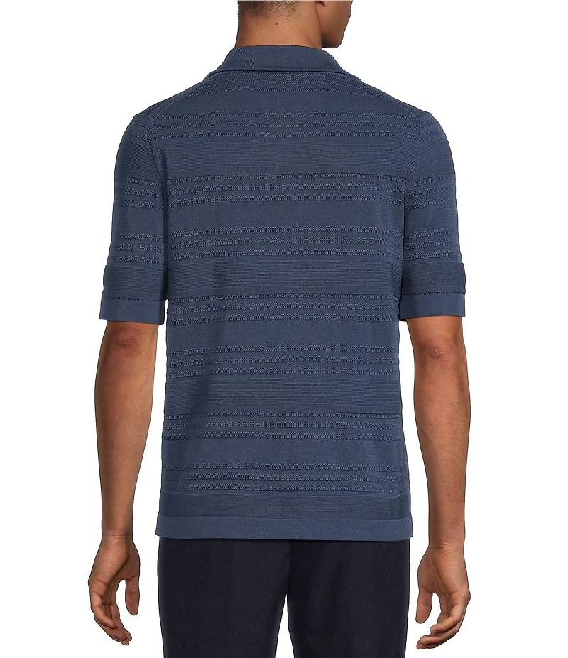 Reiss Darsham Tonal Stripe Short Sleeve Woven Camp Shirt