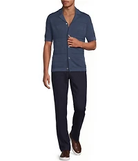 Reiss Darsham Tonal Stripe Short Sleeve Woven Camp Shirt