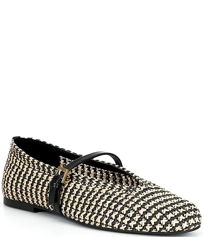 Reiss Davina Raffia Mary Jane Ballet Flats