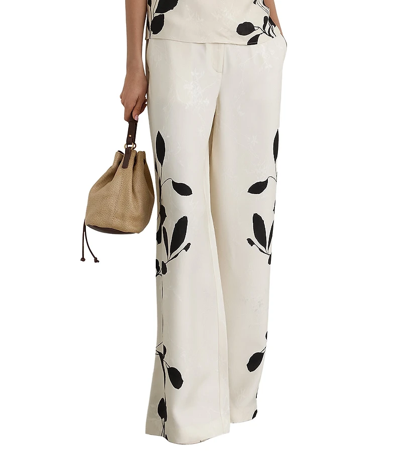 Reiss Delilah Jacquard Leaf Print Wide-Leg Trouser Coordinating Pants