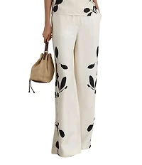 Reiss Delilah Jacquard Leaf Print Wide-Leg Trouser Coordinating Pants