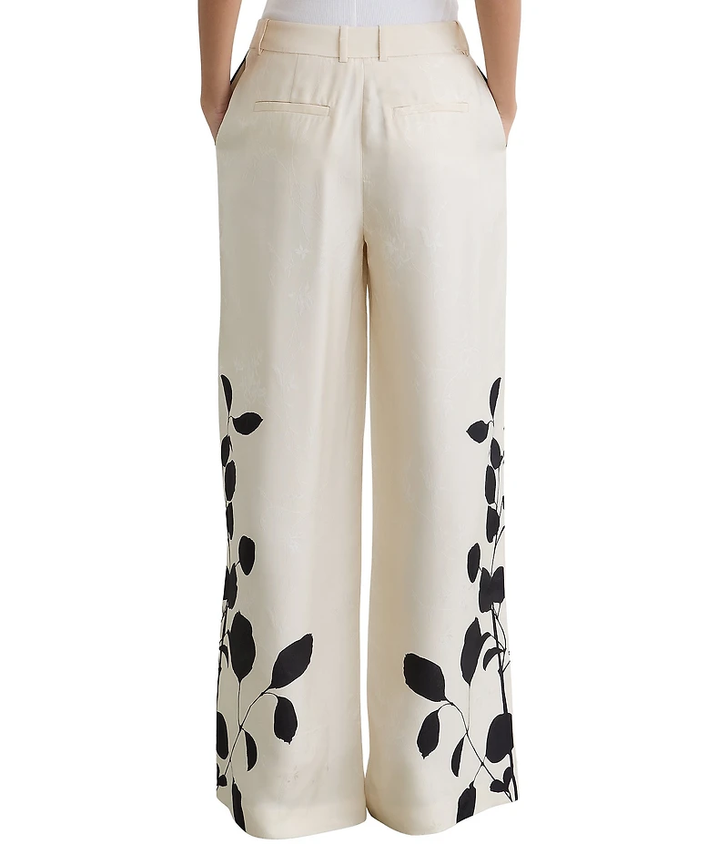 Reiss Delilah Jacquard Leaf Print Wide-Leg Trouser Coordinating Pants