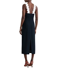 Reiss Dillon Contrast Ric Rac Halter Neck Sleeveless Bodycon Midi Dress