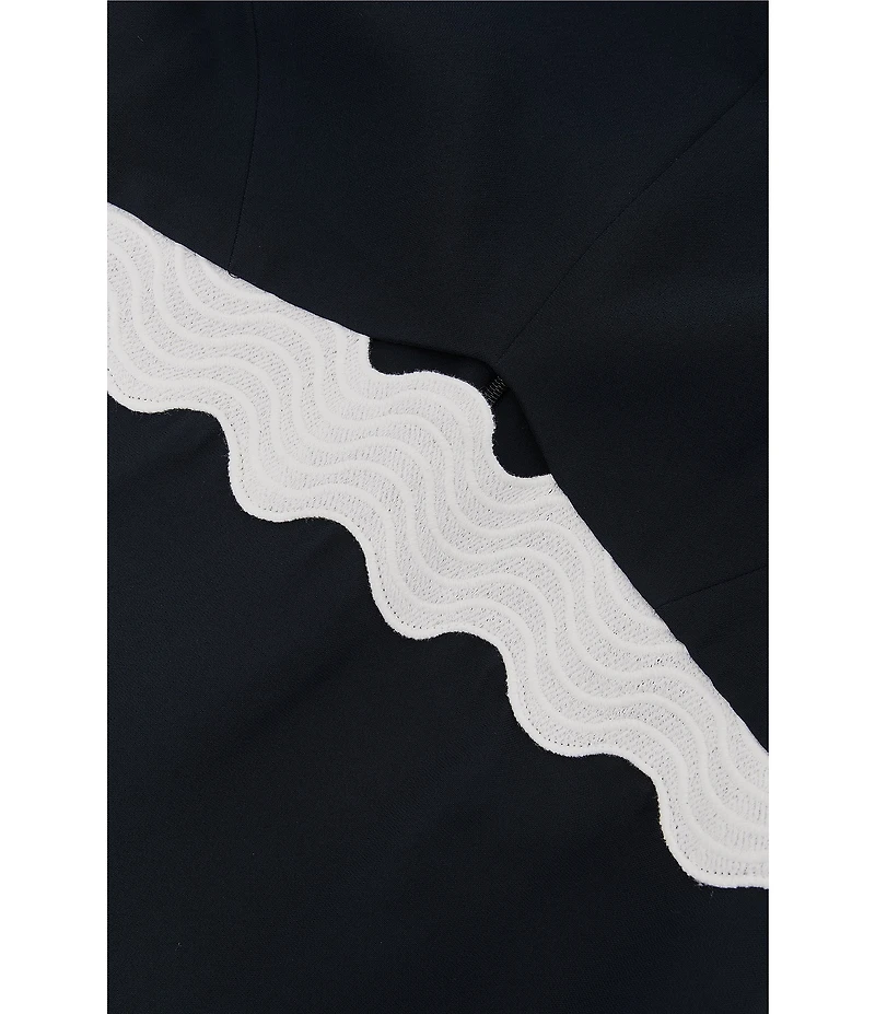 Reiss Dillon Contrast Ric Rac Halter Neck Sleeveless Bodycon Midi Dress