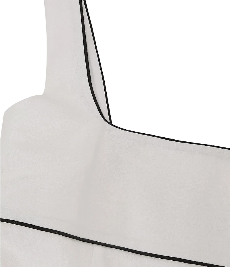 Reiss Dorothea Linen Square Neck Sleeveless Contrast Trim Midi Dress