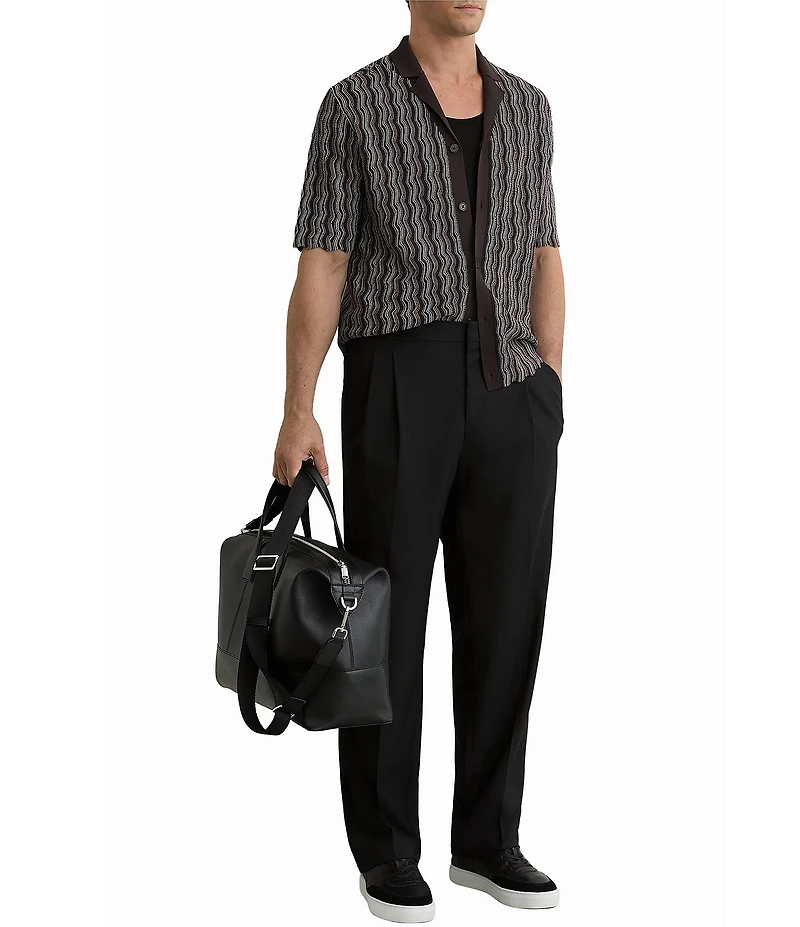 Reiss Drake Vertical Wave Short Sleeve Woven Camp Shirt