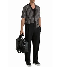 Reiss Drake Vertical Wave Short Sleeve Woven Camp Shirt