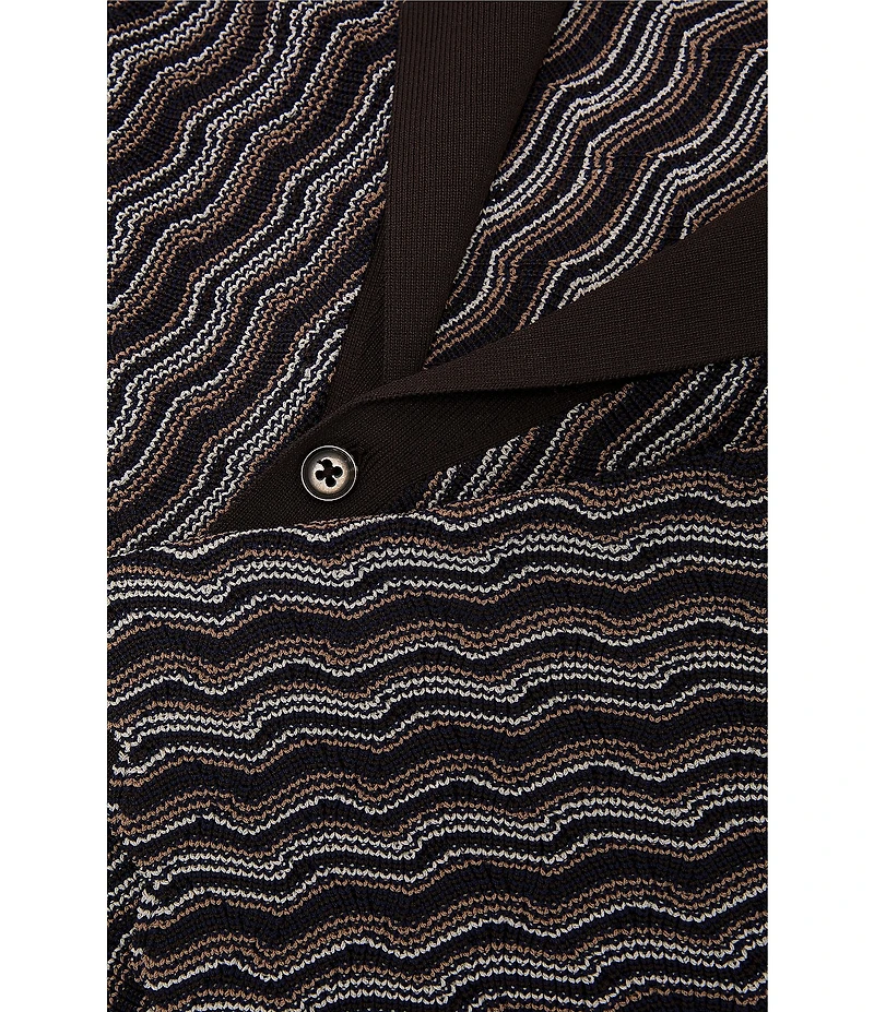 Reiss Drake Vertical Wave Short Sleeve Woven Camp Shirt