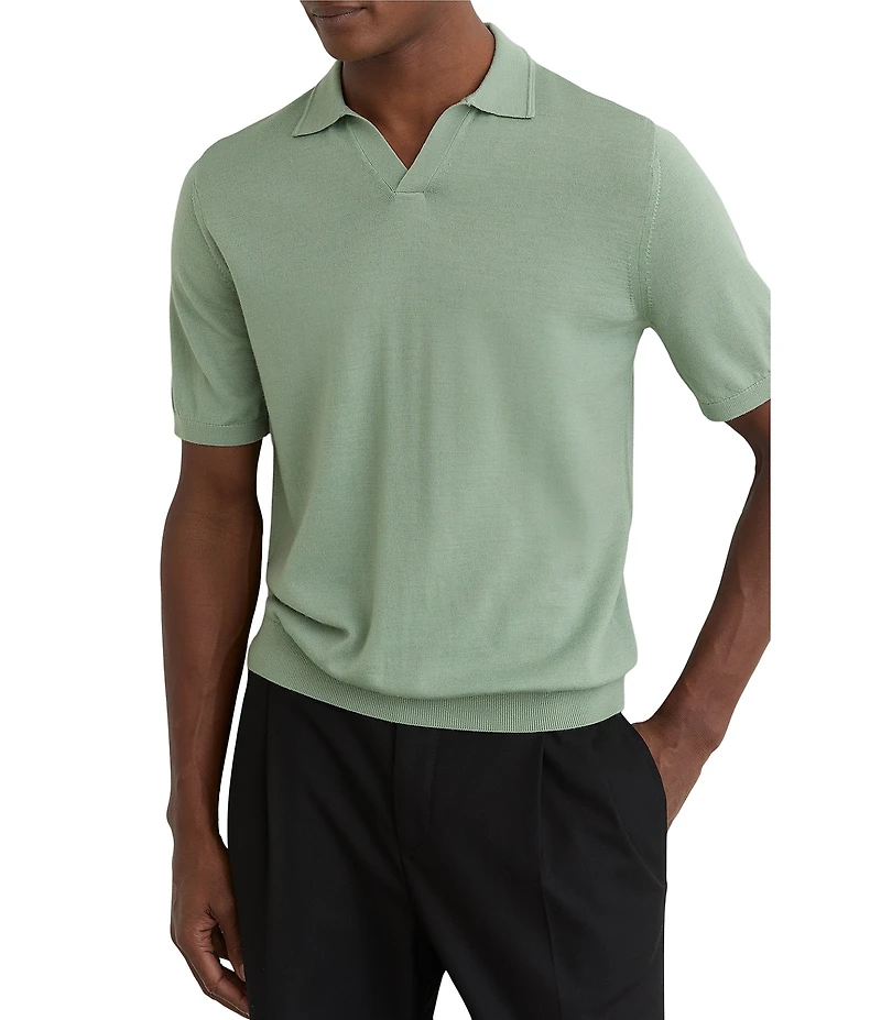 Reiss Duchie Merino Wool Short Sleeve Polo Shirt