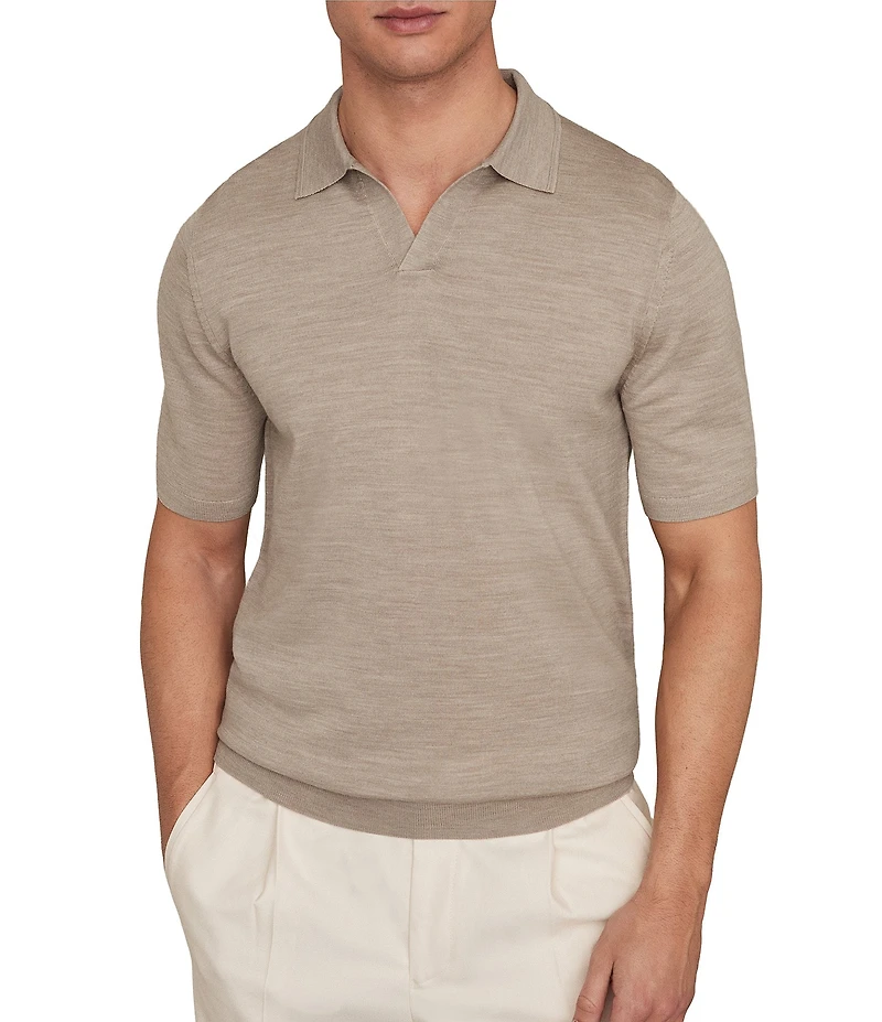 Reiss Duchie Merino Wool Short Sleeve Polo Shirt