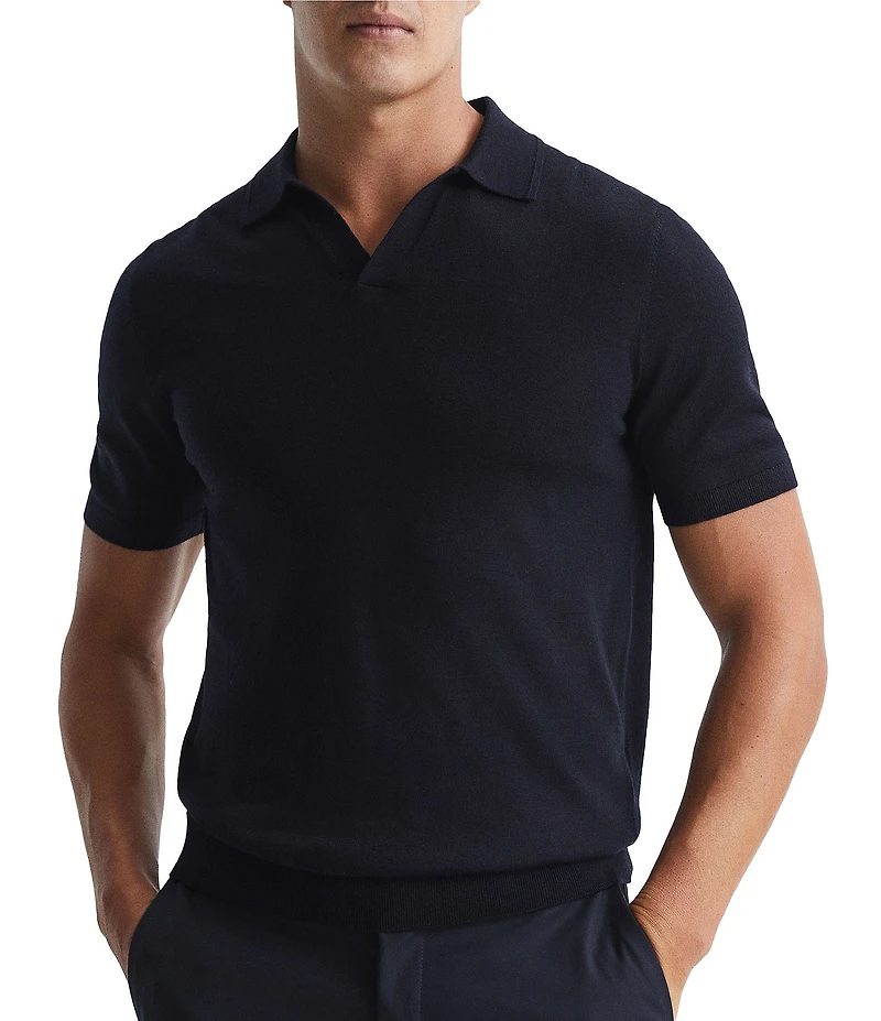 Reiss Duchie Merino Wool Short Sleeve Polo Shirt