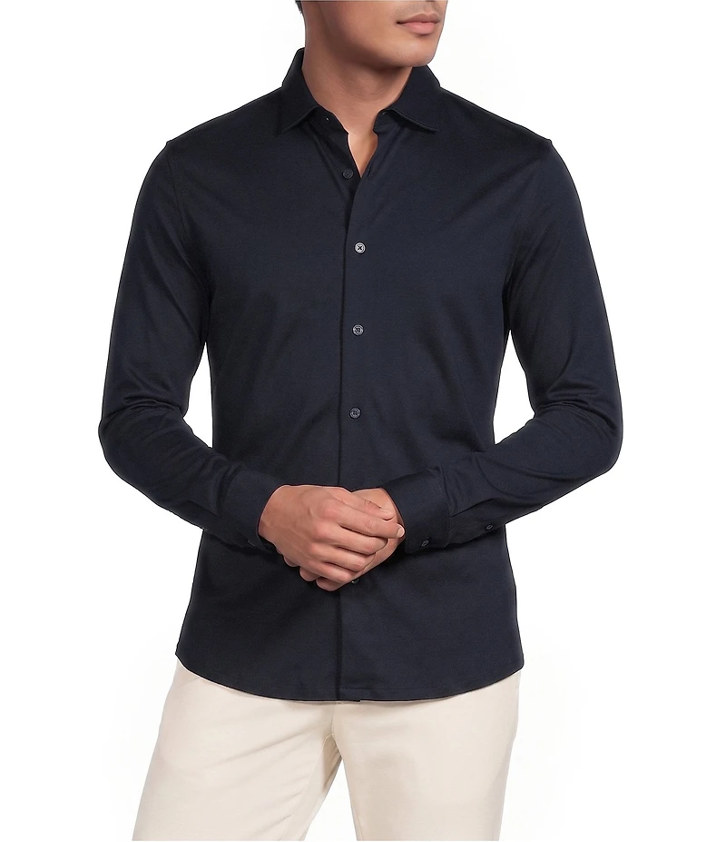 Reiss Duke Slim Fit Knit Long Sleeve Woven Shirt