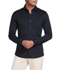 Reiss Duke Slim Fit Knit Long Sleeve Woven Shirt