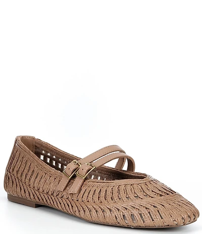Reiss Elizabeth Woven Leather Mary Jane Ballet Flats