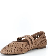 Reiss Elizabeth Woven Leather Mary Jane Ballet Flats