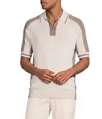 Reiss Elmers Slim Fit Quarter Zip Short Sleeve Polo Shirt