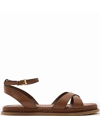 Reiss Emma Leather Crossover Ankle Strap Flat Sandals