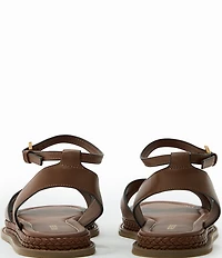 Reiss Emma Leather Crossover Ankle Strap Flat Sandals