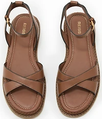 Reiss Emma Leather Crossover Ankle Strap Flat Sandals