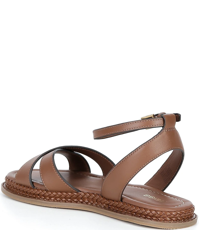 Reiss Emma Leather Crossover Ankle Strap Flat Sandals