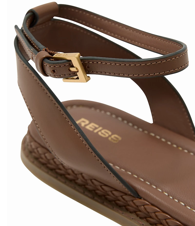 Reiss Emma Leather Crossover Ankle Strap Flat Sandals