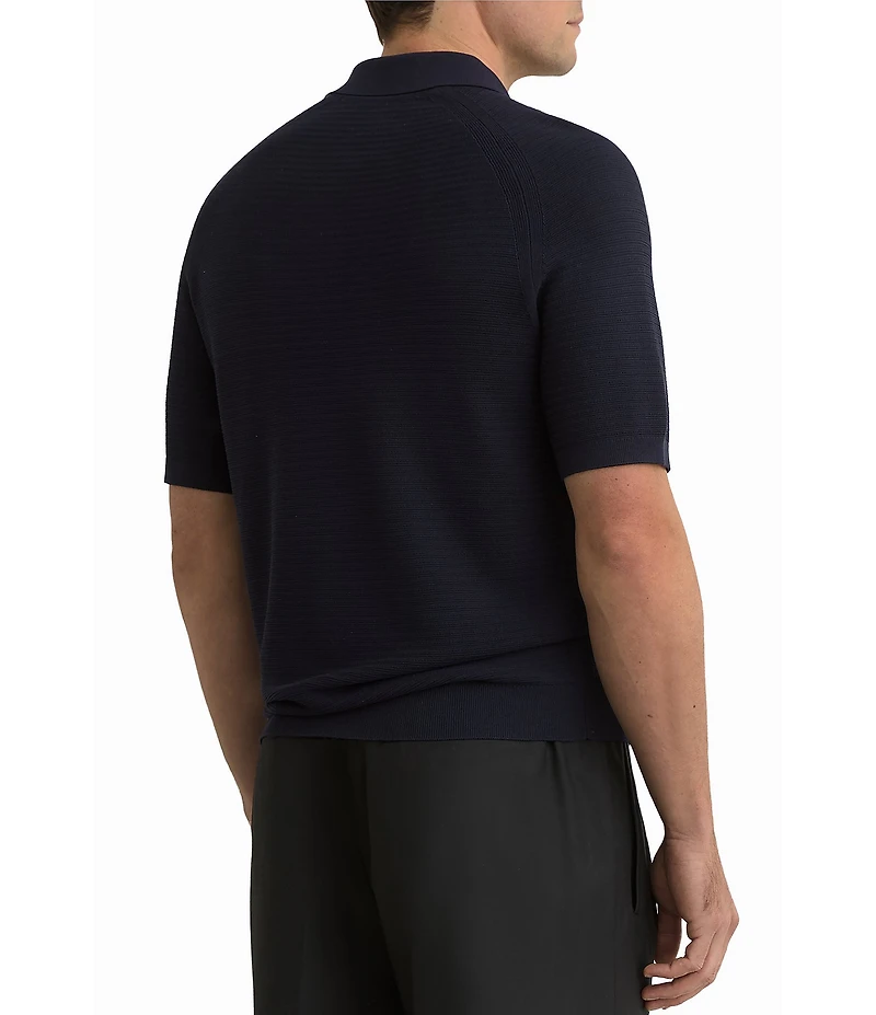 Reiss Estate Textured Half-Zip Short Sleeve Polo Shirt
