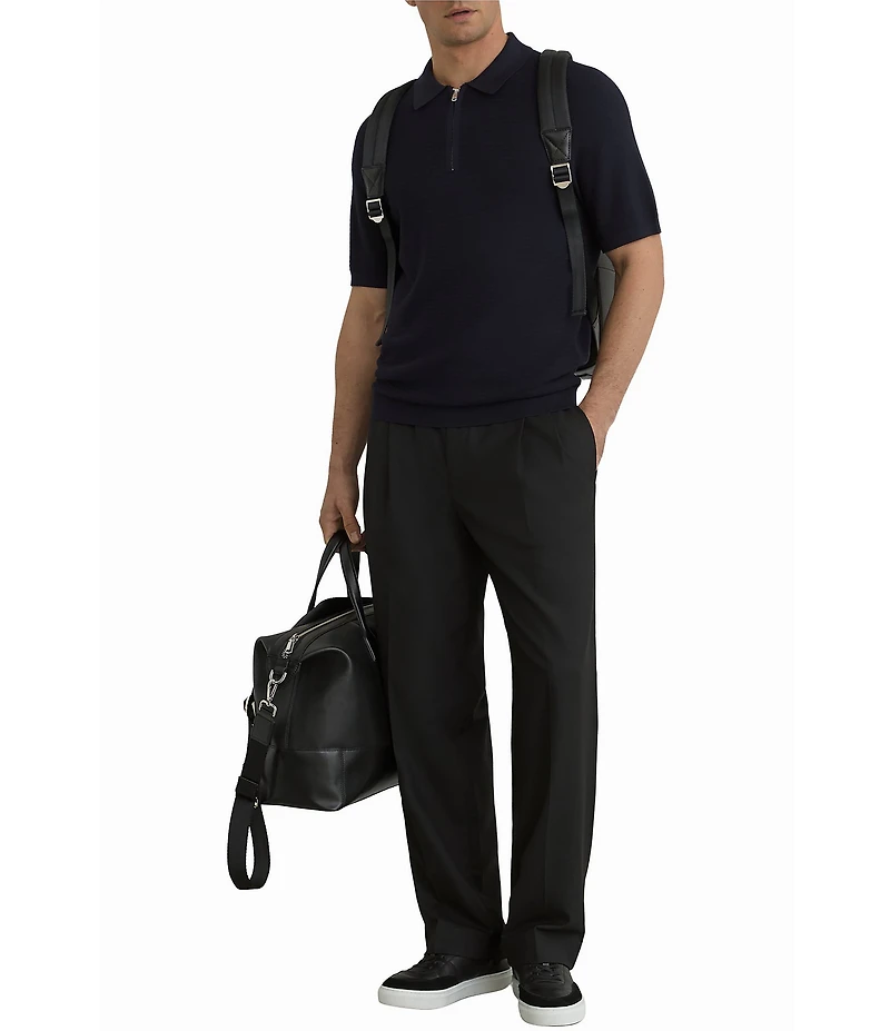 Reiss Estate Textured Half-Zip Short Sleeve Polo Shirt