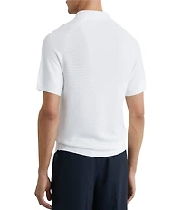 Reiss Estate Textured Half-Zip Short Sleeve Polo Shirt