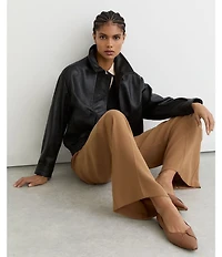 Reiss Evelyn Leather Pointed Toe Flats