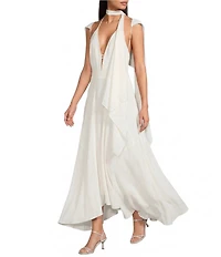 Reiss Evory Chiffon Sheer Layered V-Neck Cutout Sleeveless Maxi Dress