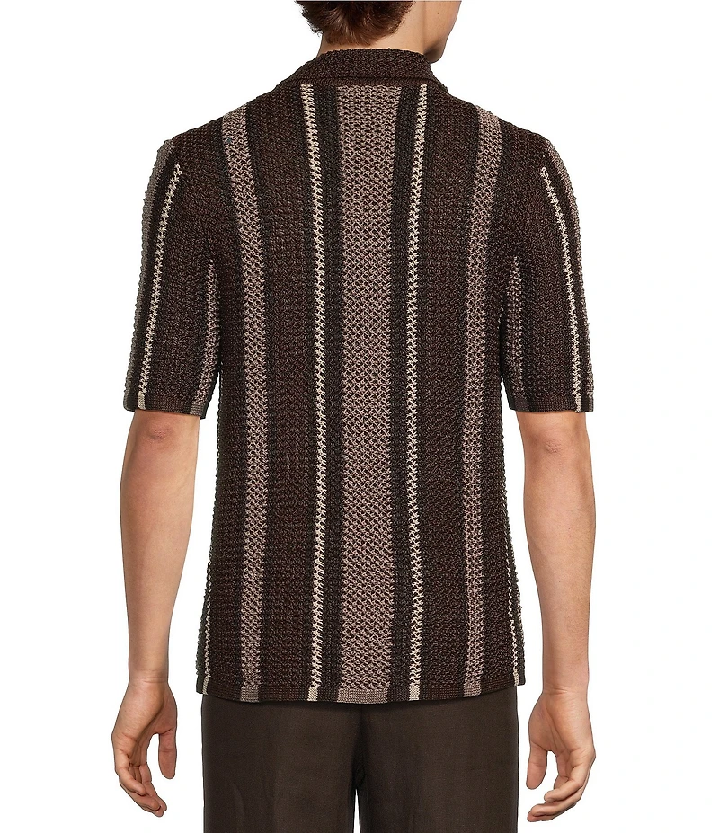 Reiss Farin Crochet Striped Short Sleeve Woven Shirt