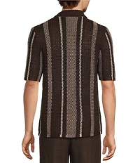 Reiss Farin Crochet Striped Short Sleeve Woven Shirt