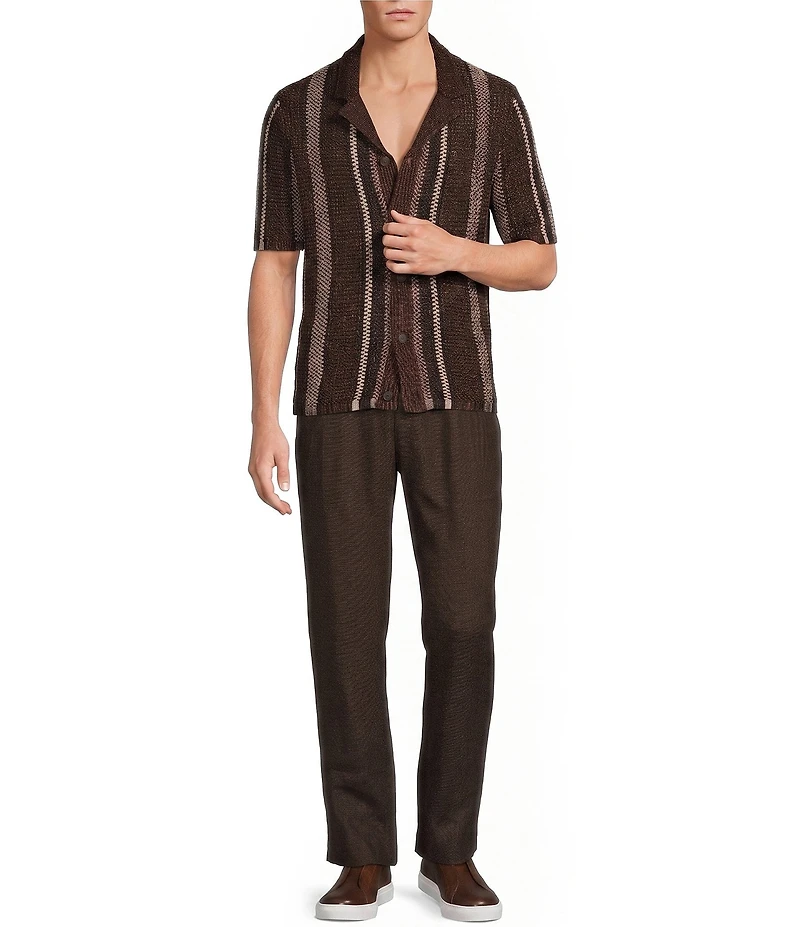 Reiss Farin Crochet Striped Short Sleeve Woven Shirt