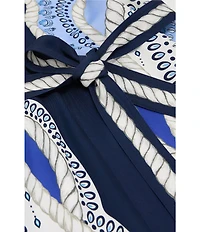 Reiss Heidi Scarf Print V-Neck Short Flutter Sleeve Midi Dress